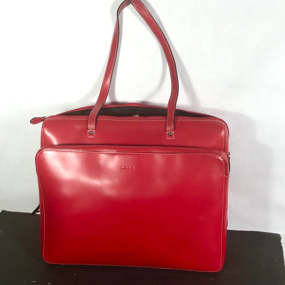 Lodis Audrey Work Bag Large Red 100% leather business Briefcase  Fire engine - Picture 10 of 13